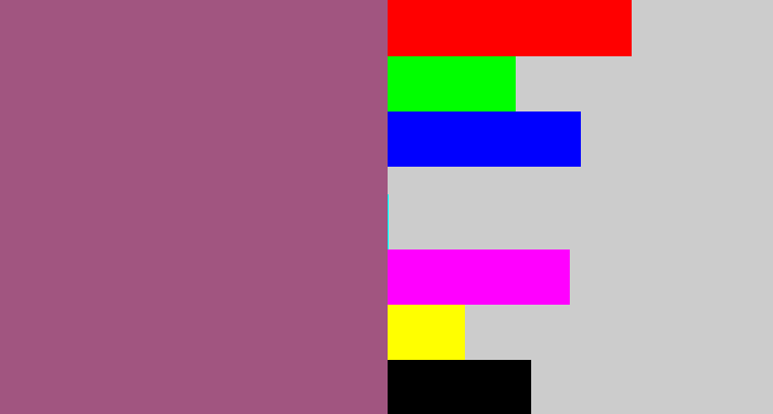 Hex color #a15580 - light plum