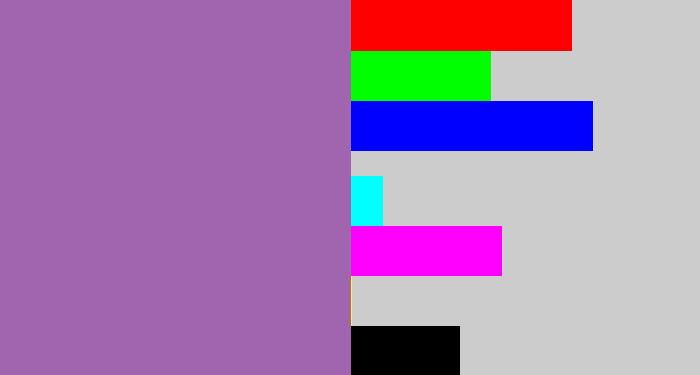 Hex color #a165b0 - soft purple