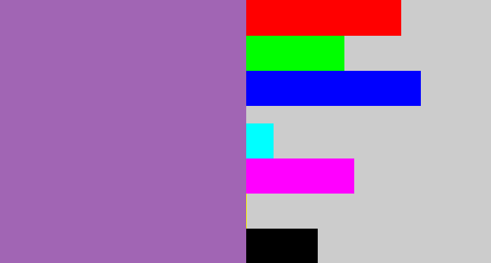 Hex color #a165b4 - soft purple