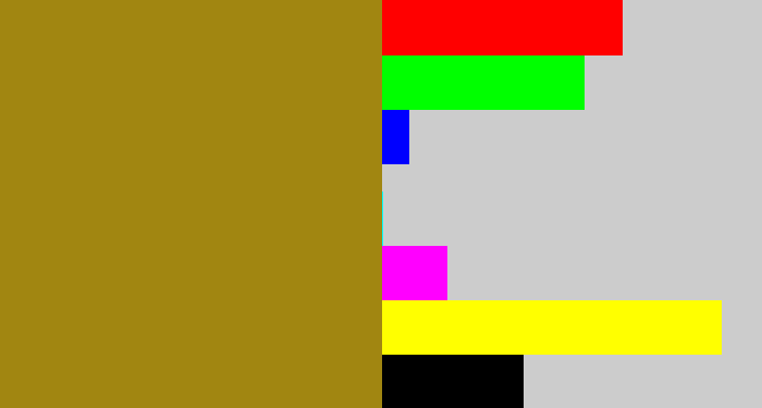Hex color #a18611 - dark mustard