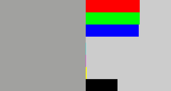 Hex color #a1a19f - greyish