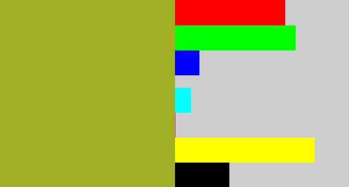 Hex color #a1b023 - sick green