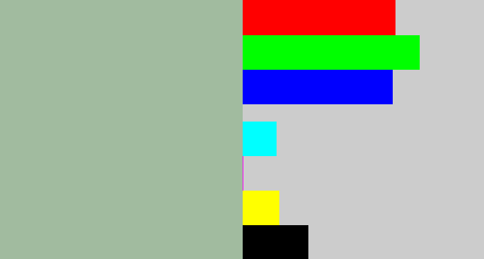 Hex color #a1bb9f - greenish grey