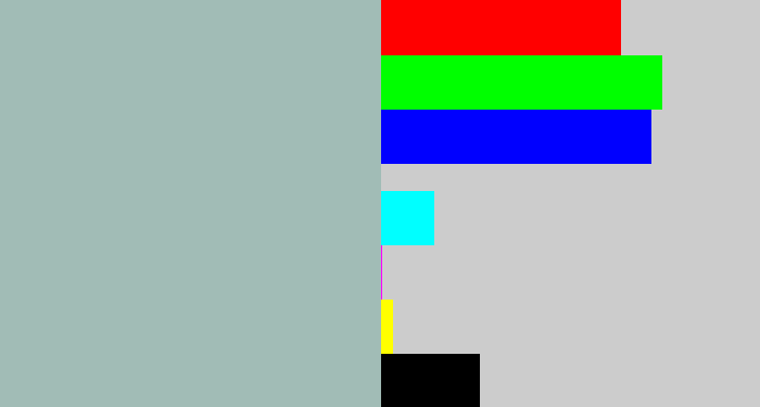 Hex color #a1bcb6 - light grey blue