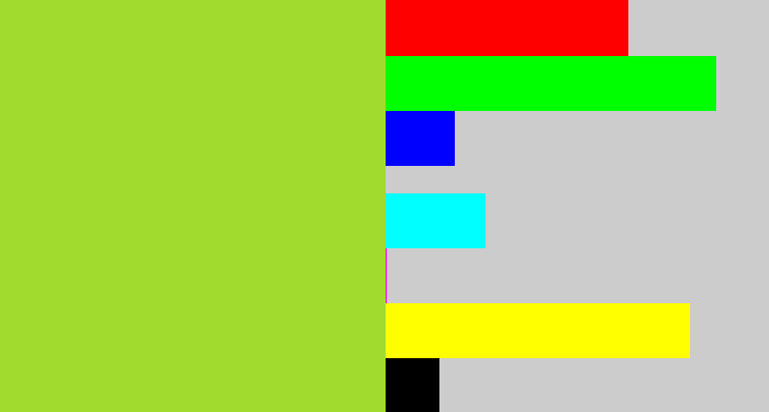 Hex color #a1db2d - yellowish green