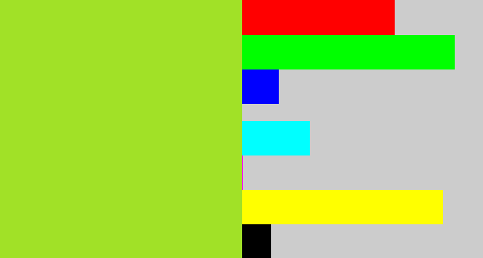 Hex color #a1e127 - yellowish green