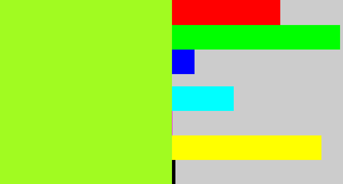 Hex color #a1fb21 - lime