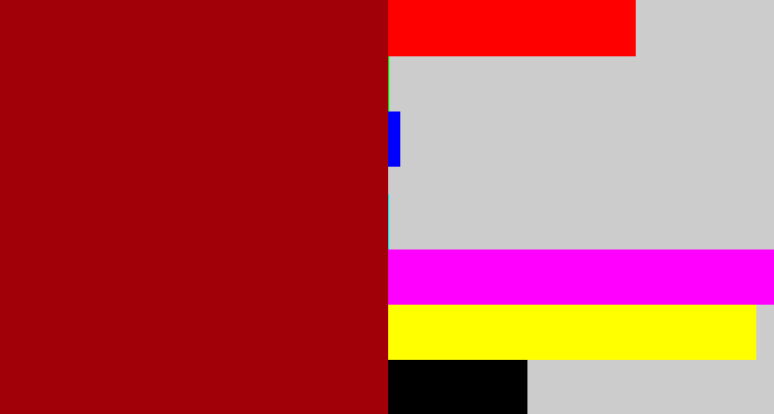 Hex color #a20008 - darkish red