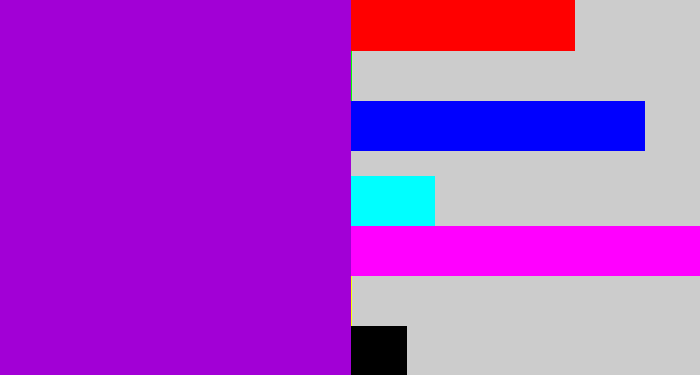 Hex color #a200d6 - vibrant purple