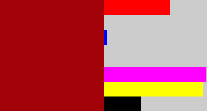 Hex color #a20107 - darkish red
