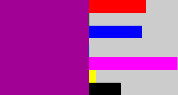 Hex color #a20196 - barney purple