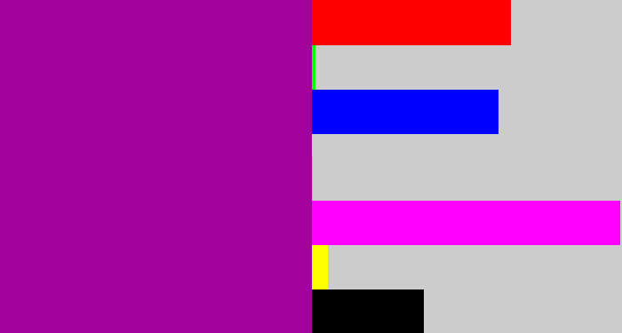 Hex color #a2029a - barney purple