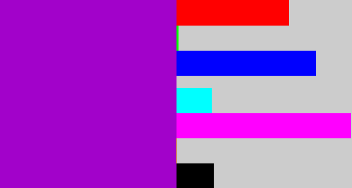 Hex color #a202ca - vibrant purple