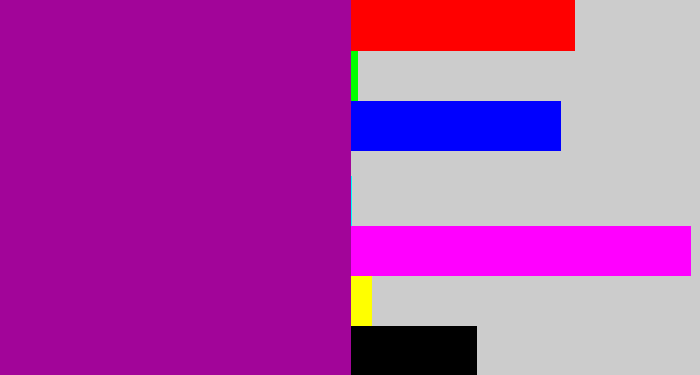 Hex color #a20599 - barney purple