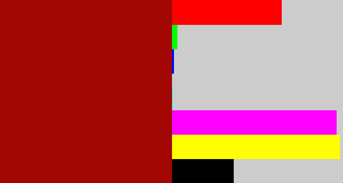 Hex color #a20703 - darkish red