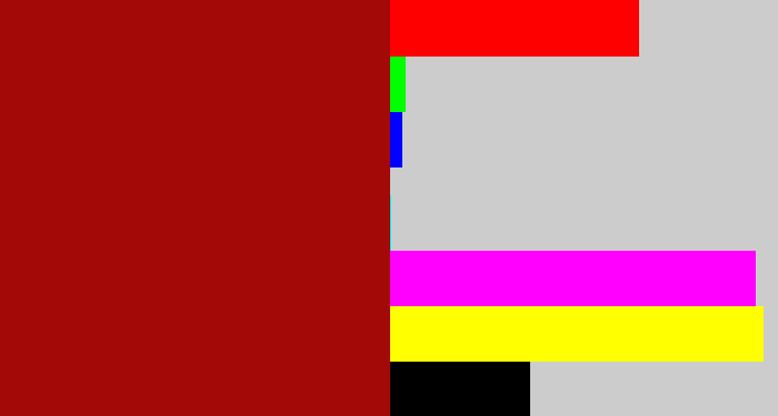Hex color #a20907 - darkish red