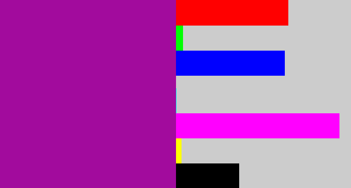 Hex color #a20b9d - barney purple
