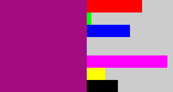 Hex color #a20c80 - barney purple
