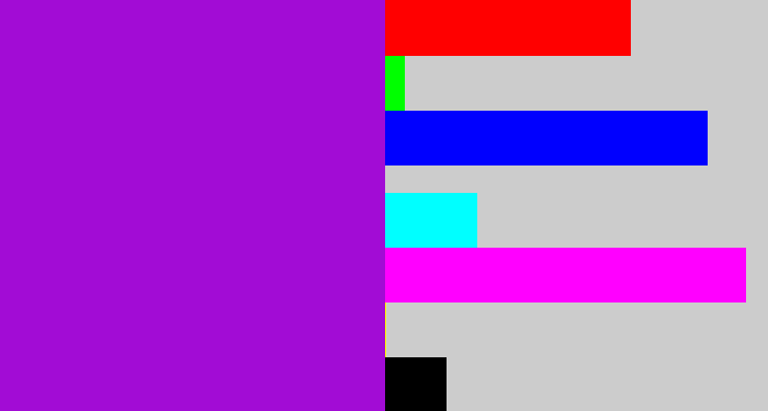 Hex color #a20cd5 - vibrant purple