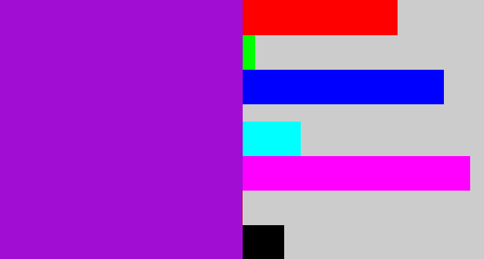 Hex color #a20dd4 - vibrant purple