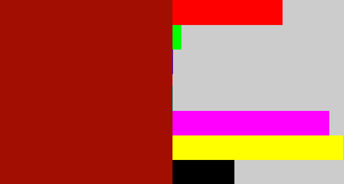 Hex color #a20e01 - deep red