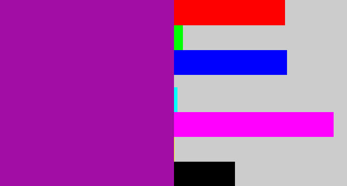 Hex color #a20ea5 - barney purple