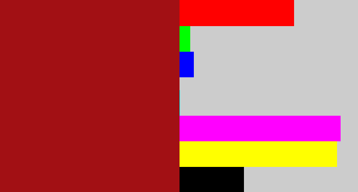 Hex color #a21014 - carmine