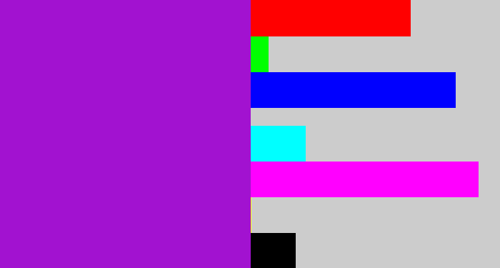 Hex color #a212d0 - vibrant purple