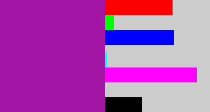 Hex color #a215a5 - barney purple