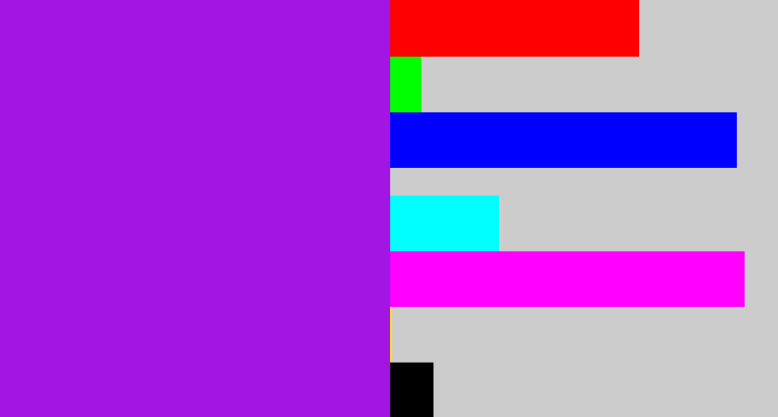Hex color #a215e2 - violet