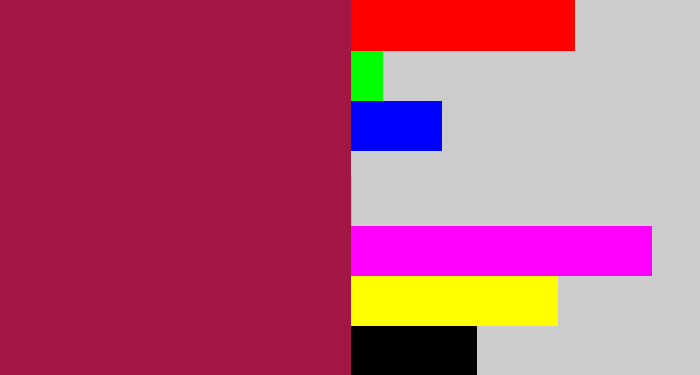 Hex color #a21643 - berry