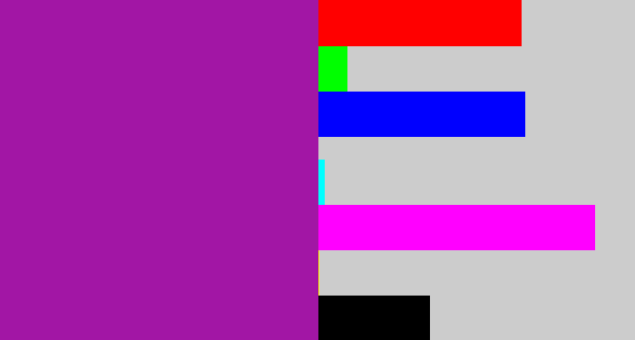 Hex color #a216a5 - barney purple