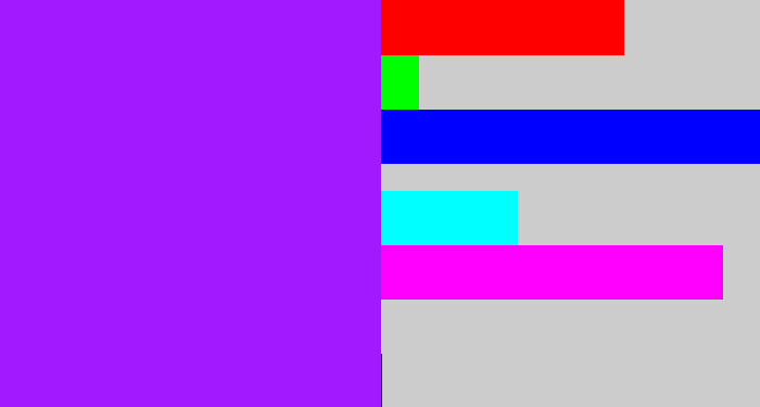 Hex color #a219ff - electric purple