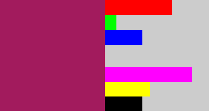 Hex color #a21b5d - dark fuchsia