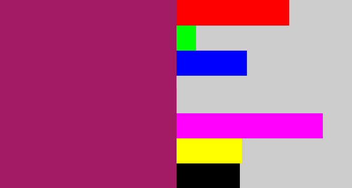 Hex color #a21b66 - dark fuchsia