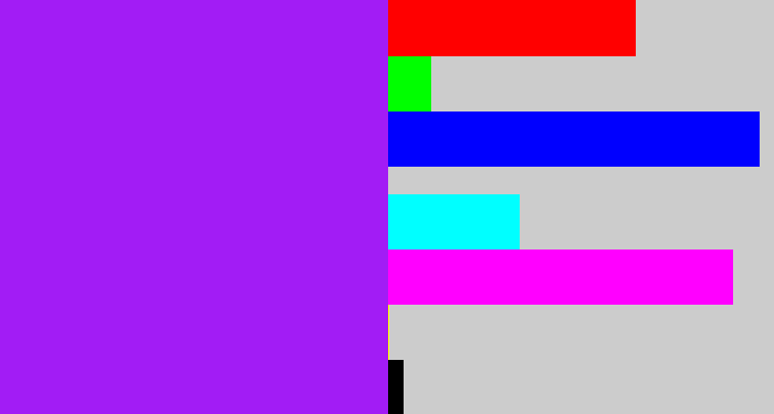 Hex color #a21cf5 - electric purple