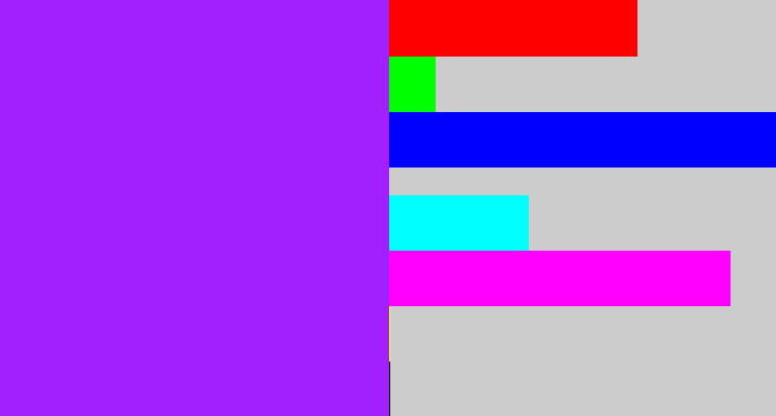 Hex color #a21ffe - electric purple