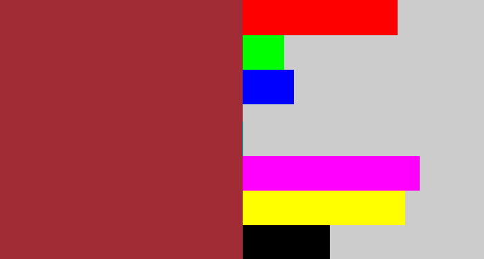 Hex color #a22c36 - brick