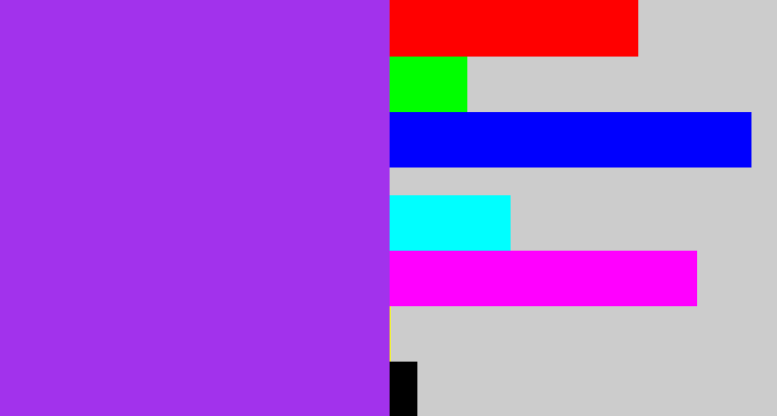 Hex color #a232ec - electric purple