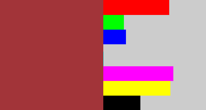 Hex color #a23439 - brick