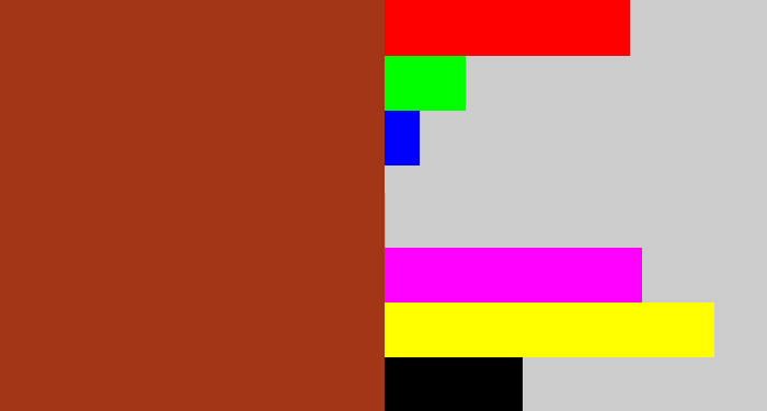 Hex color #a23616 - brick