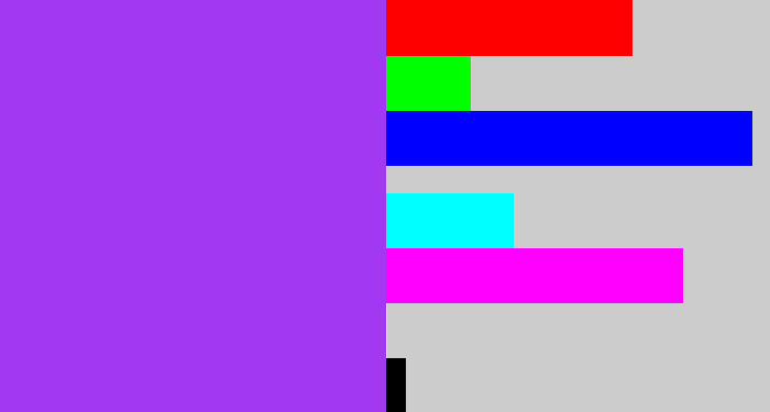 Hex color #a238f1 - electric purple