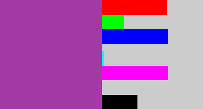 Hex color #a239a5 - ugly purple