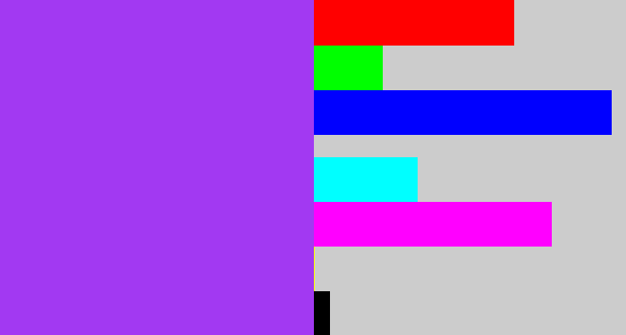 Hex color #a239f2 - electric purple