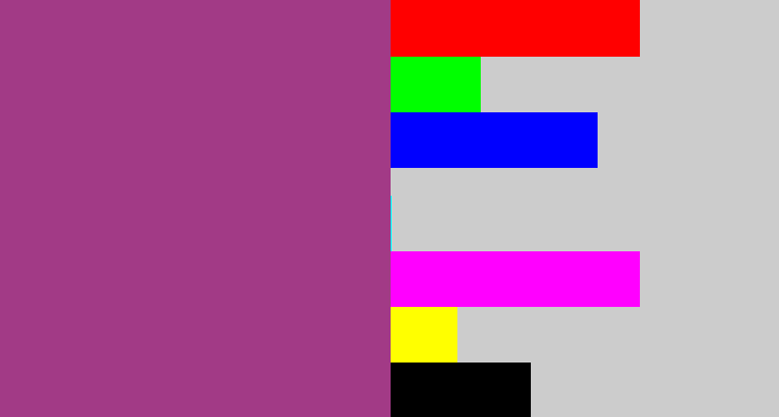Hex color #a23a86 - warm purple