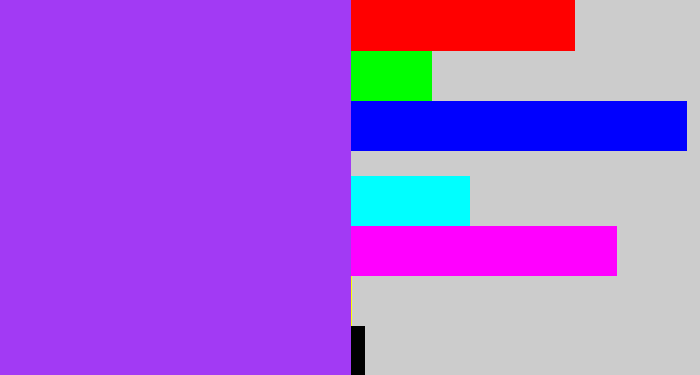 Hex color #a23af4 - electric purple