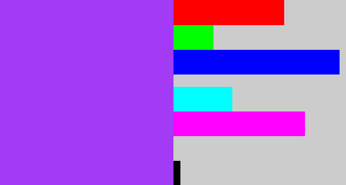 Hex color #a23af6 - electric purple