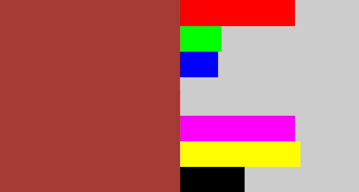 Hex color #a23b36 - brick