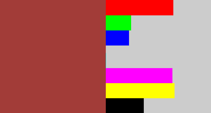 Hex color #a23c38 - brick