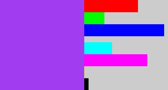 Hex color #a23cf1 - lightish purple